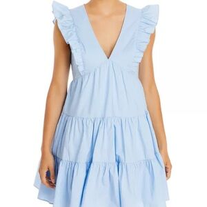 Aqua Ruffled Mini Dress